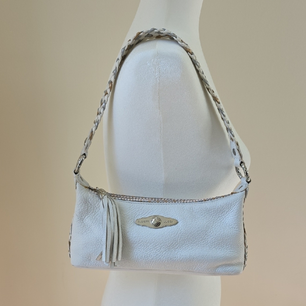 Elliott Lucca White, Gold & Silver Leather Shoulder Bag.  Silver Hardware.